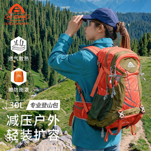 艾王户外专业登山双肩背包30L大容量男女轻便短途徒步旅游行防泼KA-9742B 商品图0