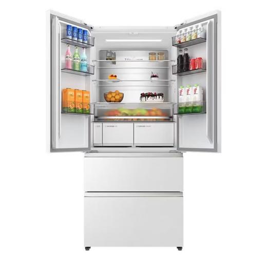 TCL 冰箱 R462P12-DQB 冰釉白 462升 法式多门冰箱 变频 一级能效 风冷 钢化玻璃面板 自动制冰机 0.77kW·h/24h 净味 除菌 电子控温 底部散热 90度直角开门 商品图2