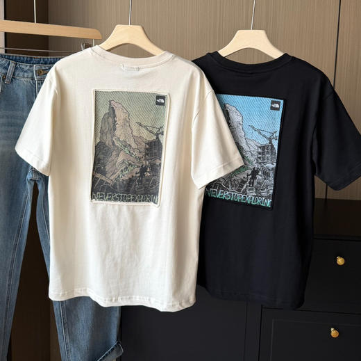 北/面后背山峰印花贴布短袖T恤0711 商品图4