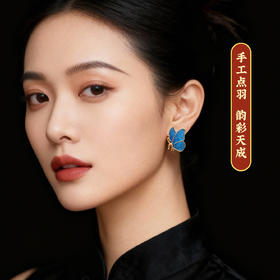 【任意买2件送一件：价值88元的真人手写书法摆台！】鑫毓溪  非遗点翠铜镀金羽毛耳饰925银针防过敏项链手镯胸针系列  纯手工耳饰旗袍非遗礼物