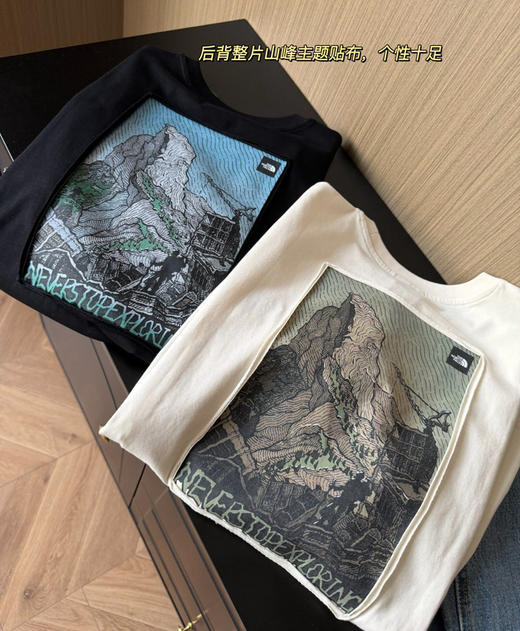 北/面后背山峰印花贴布短袖T恤0711 商品图3