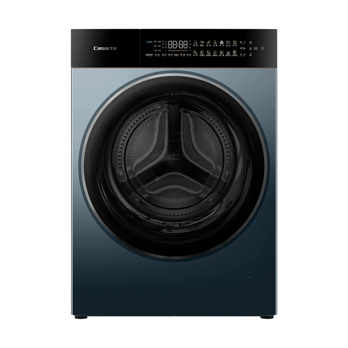 卡萨帝 洗衣机 CE B10LWDBLKU1 锡兰青 10公斤 滚筒洗衣机 设计师系列 直驱变频 一级能效 洗净比1.28 渗锌钢板 LED显示 双智投 上排水 前开式 全自动 不锈钢内筒
