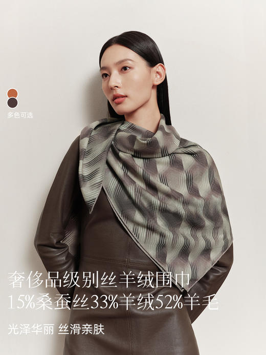 万事利双面印花丝羊绒围巾-时光机（105） 商品图2