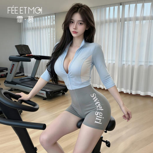 【情趣内衣】霏慕&谜姬 限速心动拉链开裆骑行套装F045 商品图2
