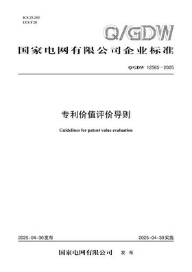 【按需印刷】Q/GDW12565-2025 专利价值评价导则