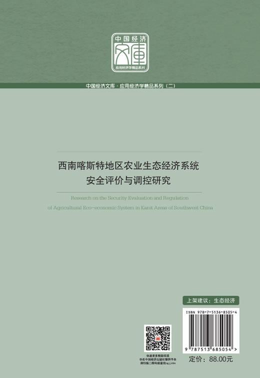 西南喀斯特地区农业生态经济系统安全评价与调控研究   商品图1