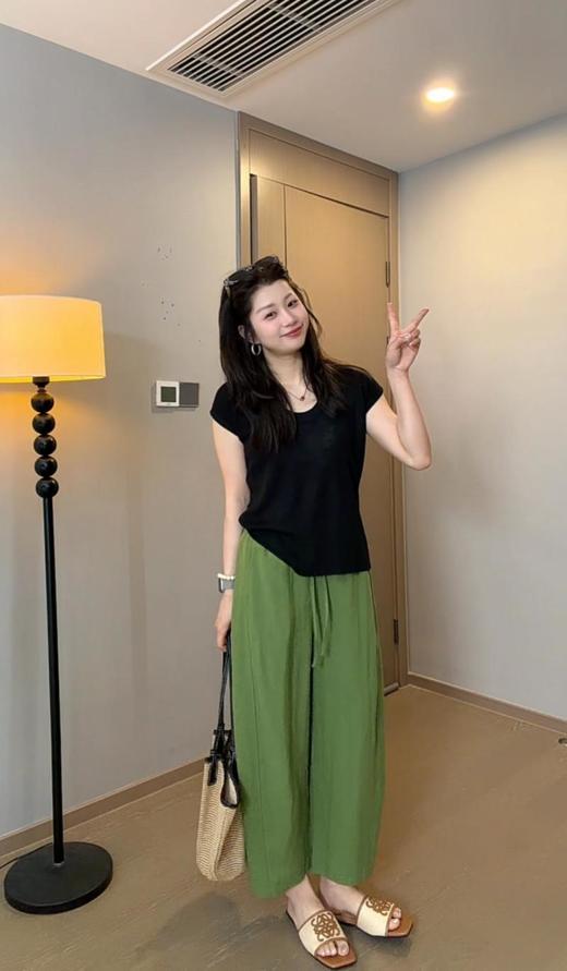九分天丝亚麻弯刀裤 | 弯刀+香蕉裤的松弛轮廓，莱赛尔＋亚麻面料，上宽下窄藏肉绝了，不挑身材，四色可选 商品图5
