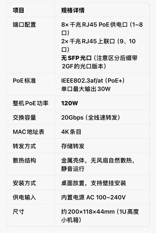 【JL】中兴poe 8口千兆企业级交换机SG1010P2GT 商品图1