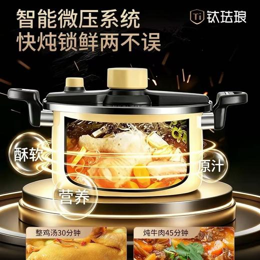 清仓特惠【比高压锅安全，比汤锅快】德世朗钛珐琅微压快炖锅 6L大容量 焖煮炖煲 商品图2