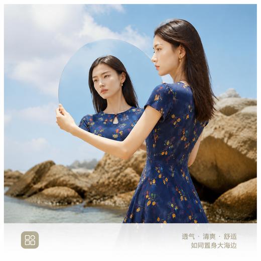 【软糯棉绸面料 透气清爽】逸柔家 水滴领棉绸短袖连衣裙 复古碎花棉绸裙 亲肤垂顺好穿搭 多色可选 商品图3