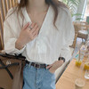 西遇韩系蕾丝花边V领白色衬衫女2026秋季新款宽松灯笼袖百搭衬衣SS060772 商品缩略图1