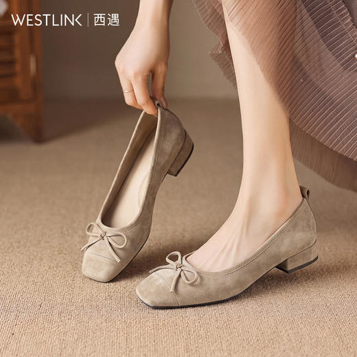 【限时秒杀】西遇法式复古单鞋女2026秋季新款芭蕾玛丽珍软底蝴蝶结粗跟单鞋V1466585 商品图3