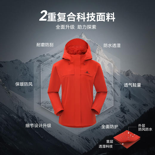 【朱雀2.0】拓路者冲锋衣东丽单层/三合一冲锋衣女26年新款登山服外套 商品图2