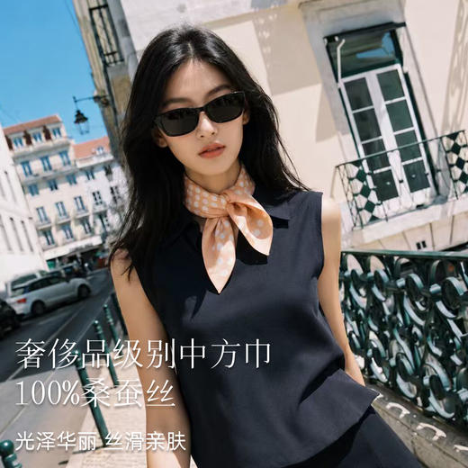 万事利26春夏双面印花100%桑蚕丝真丝丝巾小方巾SHINE系列-点彩派 商品图2