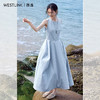 西遇海边度假风无袖连衣裙女2026年夏季新款蓝色收腰显瘦A字长裙SS060305 商品缩略图1