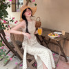 西遇法式波点连衣裙女2026年夏季新款侧开叉系带褶皱收腰背心长裙SS060340 商品缩略图2