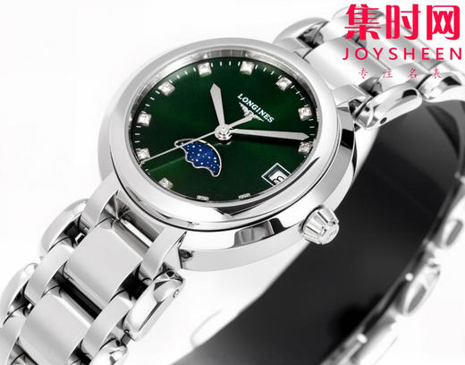 KB浪琴心月月相系列 新配色 绿盘钻面 女士腕表 表径30.5mm 匠心之作【落落大方 腕间淑女】优雅而至。典雅别致的外观，瑞士朗达月相石英机芯，真月相功能(月相一个月走一圈) 商品图3