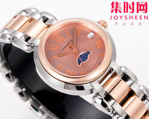 KB浪琴心月月相系列 新配色 间玫金款 女士腕表 表径30.5mm 匠心之作【落落大方 腕间淑女】优雅而至。典雅别致的外观，瑞士朗达月相石英机芯，真月相功能(月相一个月走一圈) 商品图4