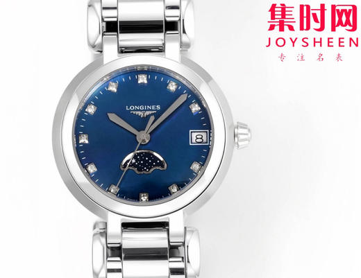 KB浪琴心月月相系列 新配色 蓝盘钻面 女士腕表 表径30.5mm 匠心之作【落落大方 腕间淑女】优雅而至。典雅别致的外观，瑞士朗达月相石英机芯，真月相功能(月相一个月走一圈) 商品图1