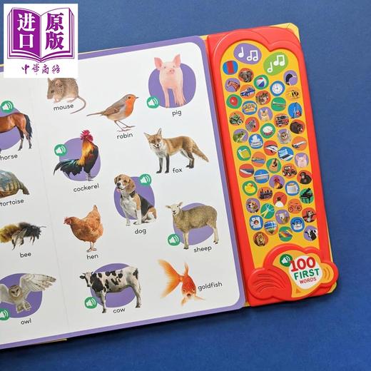 【中商原版】发声书 初学单词 实物图 100 First Words A Listen and Learn Sound Book 英文原版 幼儿语言启蒙 纸板书 进口书 商品图2