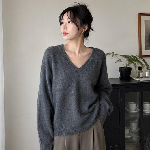 【简约大气 柔和亲肤】子载 山羊绒慵懒 圆/V领 羊毛衫 朦胧雾感面料 透气亲肤 多色可选 商品图8