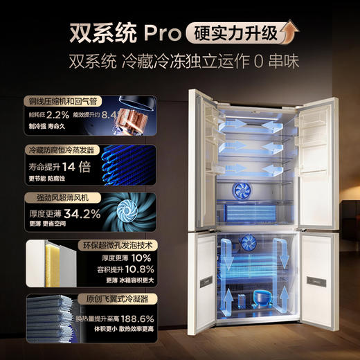 TCL 双磁鲜515升十字四门深冷磁鲜双系统双净味零嵌冰箱新一级能效 R515T11N-UQS 商品图5