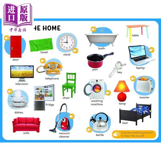 【中商原版】发声书 初学单词 实物图 100 First Words A Listen and Learn Sound Book 英文原版 幼儿语言启蒙 纸板书 进口书 商品图4