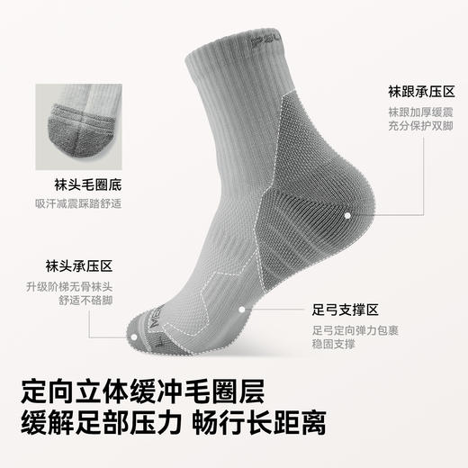 伯希和户外袜男2026新款美利奴羊毛运动袜登山减震跑步透气袜子女 商品图3