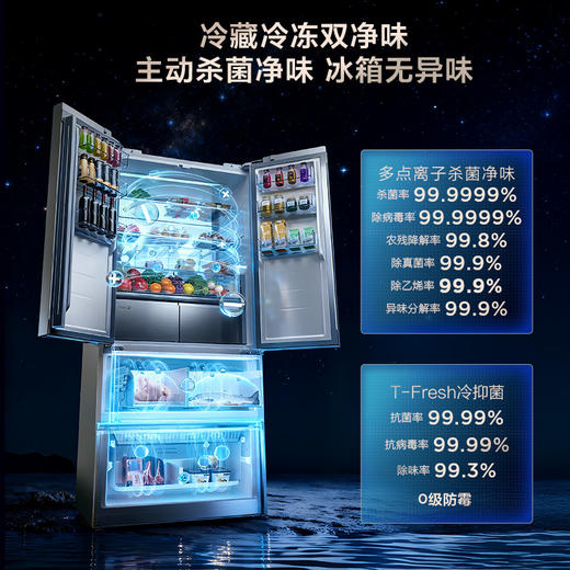 TCL 双磁鲜515升法式多门四开门深冷磁鲜双系统双净味零嵌冰箱新一级能效  R515T11N-DQS 商品图4
