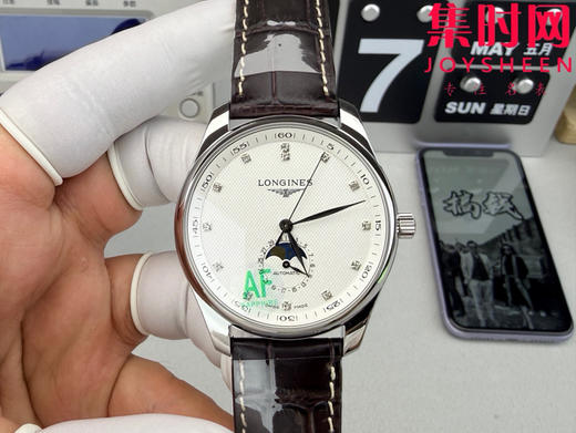 CR浪琴名匠月相系列 四针月相 名匠月相42mm 白盘钻面 自动机械 男士腕表 商品图0