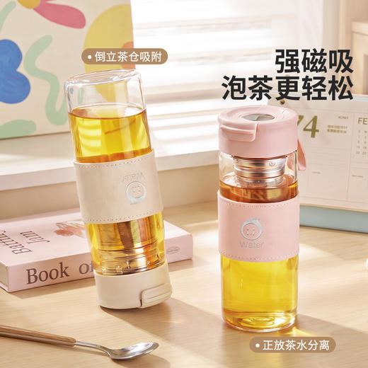 摩登主妇磁弹泡茶杯茶水分离杯2026新款家用带盖水杯高硼硅玻璃杯 商品图1