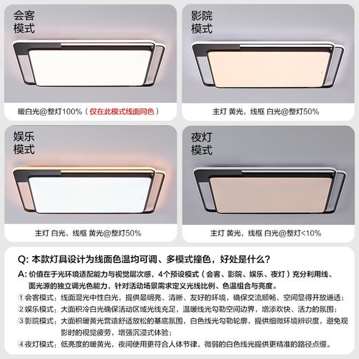 「青春版」欧普全光谱客厅护眼吸顶灯套餐悦明5 商品图3