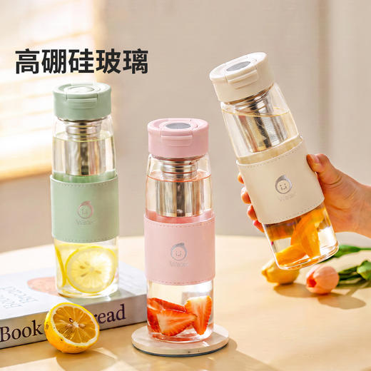 摩登主妇磁弹泡茶杯茶水分离杯2026新款家用带盖水杯高硼硅玻璃杯 商品图4