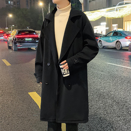 【男女同款 双排扣设计】慢慢鲤 中长款风衣西装领外套 简约基础款式 修饰身形 商品图8