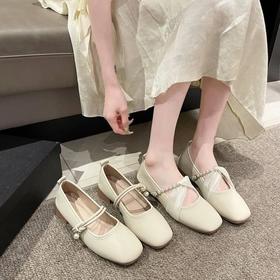 法式浅口平底单鞋女时尚百搭晚晚风温柔淑女玛丽珍鞋秋新款35-40★娃娃优选