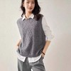 【亏本清仓，限量抢购】【美丽诺羊毛】绞花缝合圆领马甲针织衫 内搭秋冬麻花羊毛衫女 商品缩略图3