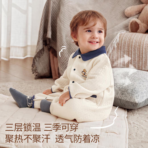 【宝宝服饰】[新品]嫚熙婴儿衣服新生儿连体衣夹棉保暖透气早秋满月宝宝衣服 商品图4