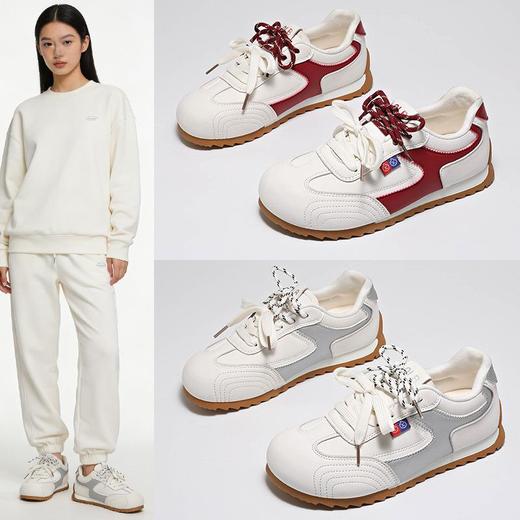 厚底拼色德训鞋女2026新款秋季皮带防滑小白鞋百搭休闲阿甘鞋板鞋35-40★娃娃优选 商品图0