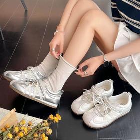 女士秋季银色德训鞋女2026新款夏季鞋子超火芭蕾风玛丽珍女鞋休闲鞋运动鞋35-40★娃娃优选