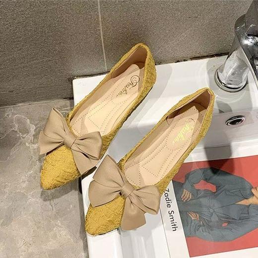 一脚蹬仙女温柔豆豆鞋女秋季新款百搭网红平底蝴蝶结尖头单鞋35-40★娃娃优选 商品图0