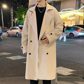 【男女同款 双排扣设计】慢慢鲤 中长款风衣西装领外套 简约基础款式 修饰身形