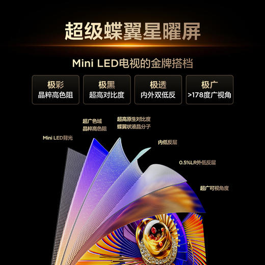 【新品上市】TCL电视 85Q9M Pro 85英寸 SQD-Mini LED 100%全局高色域 超级蝶翼星曜屏 万象分区 4GB+64GB大内存 商品图3