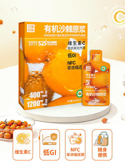 MM 山姆 沃福百瑞 有机沙棘原浆 43.6ml*18/36 商品图1