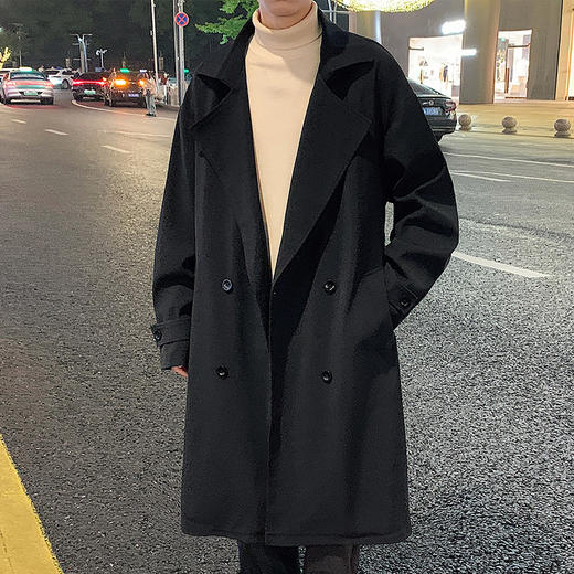 【男女同款 双排扣设计】慢慢鲤 中长款风衣西装领外套 简约基础款式 修饰身形 商品图6