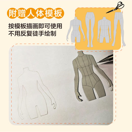服装设计款式图手绘教程：款式+模板+款型参考 服装设计手稿手绘 平面款式图成衣分析服装制版打版 商品图2