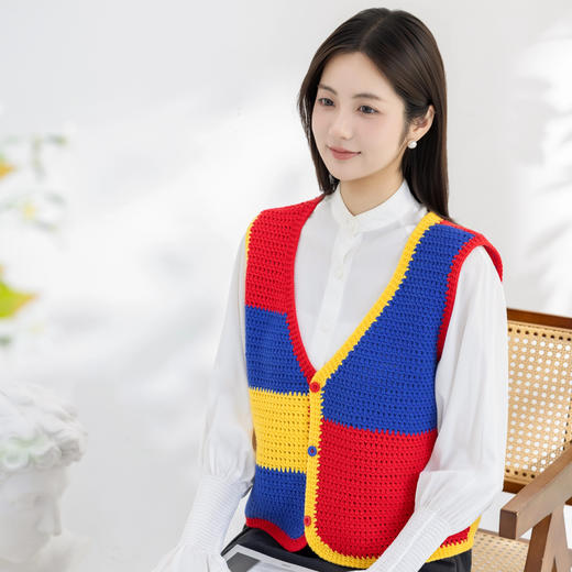 苏苏姐家蒙德里安撞色背心手工DIY编织钩针衣服毛线团上衣材料包 商品图3