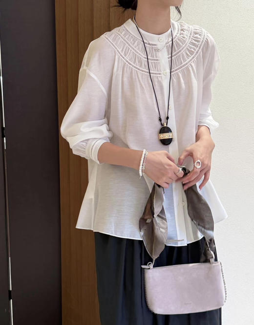 朱珠同款镂空花边白衬衫081301 商品图5