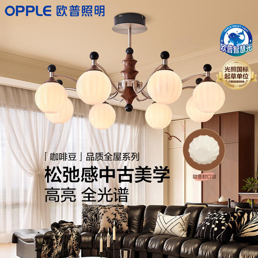 销量👍欧普/咖啡豆/中古风吊灯复古2026新款宋代美学灯饰全光谱客餐厅套餐 商品图0