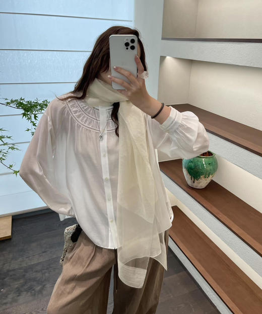 朱珠同款镂空花边白衬衫081301 商品图3