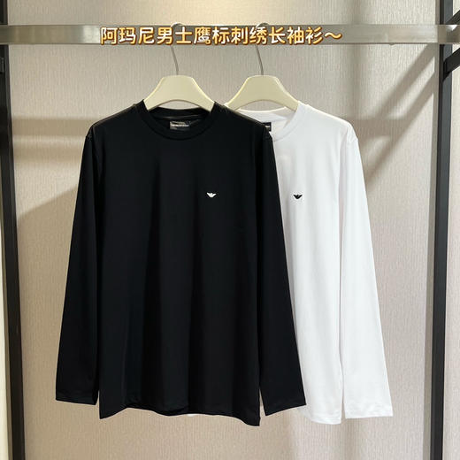 2件礼盒26秋季阿玛尼莱赛尔鹰标长袖T恤衫081701 商品图0
